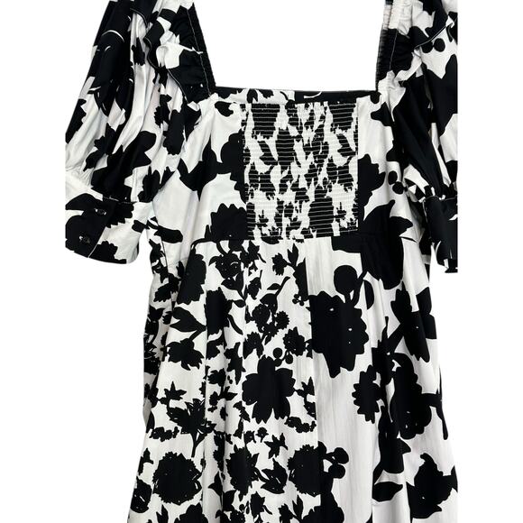 Christopher John Roger black white floral print midi dress size 16W-18W - Picture 10 of 11